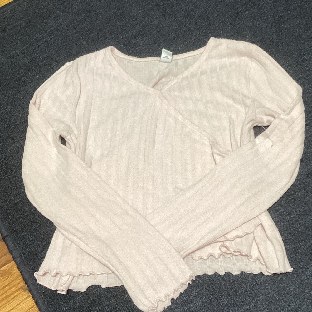 Old Navy Blush Ribbed Long Sleeve Top